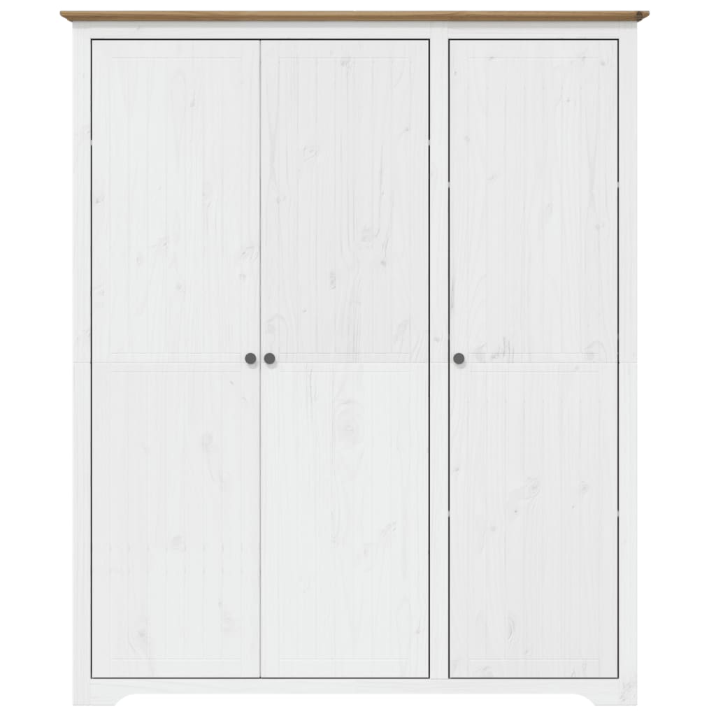Kledingkast Bodo 146X53,5X173 Cm Massief Grenenhout Wit Bruin