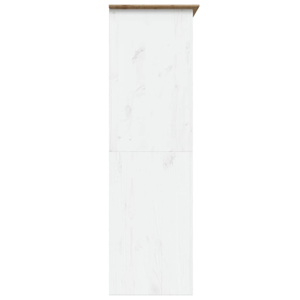 Kledingkast Bodo 146X53,5X173 Cm Massief Grenenhout Wit Bruin