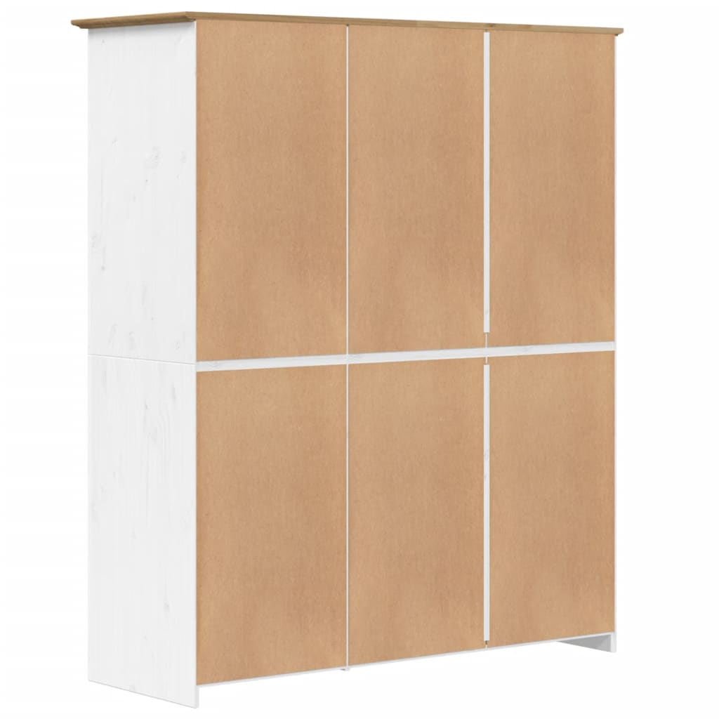 Kledingkast Bodo 146X53,5X173 Cm Massief Grenenhout Wit Bruin