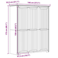 Kledingkast Bodo 146X53,5X173 Cm Massief Grenenhout Wit Bruin