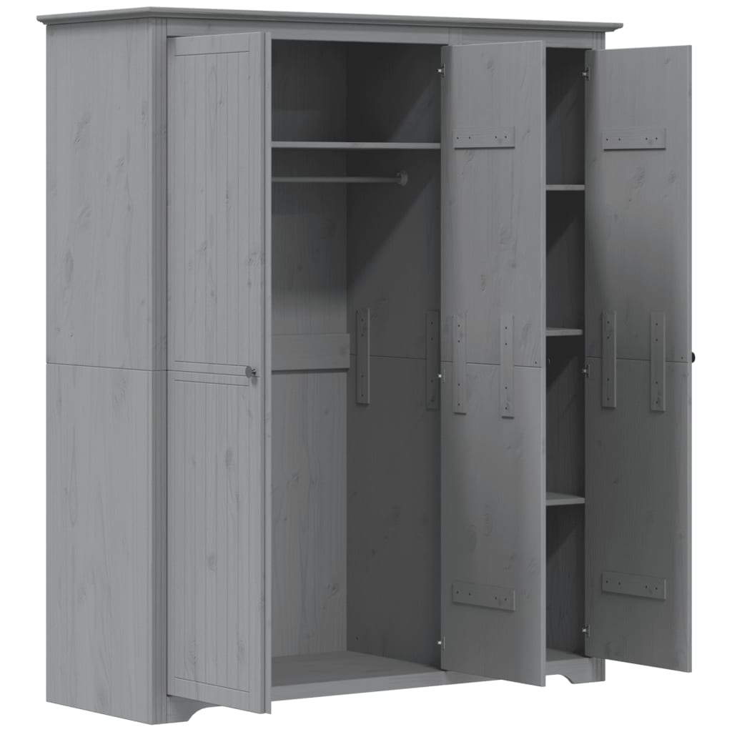 Kledingkast Bodo 146X53,5X173 Cm Massief Grenenhout Grijs