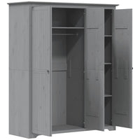 Kledingkast Bodo 146X53,5X173 Cm Massief Grenenhout Grijs