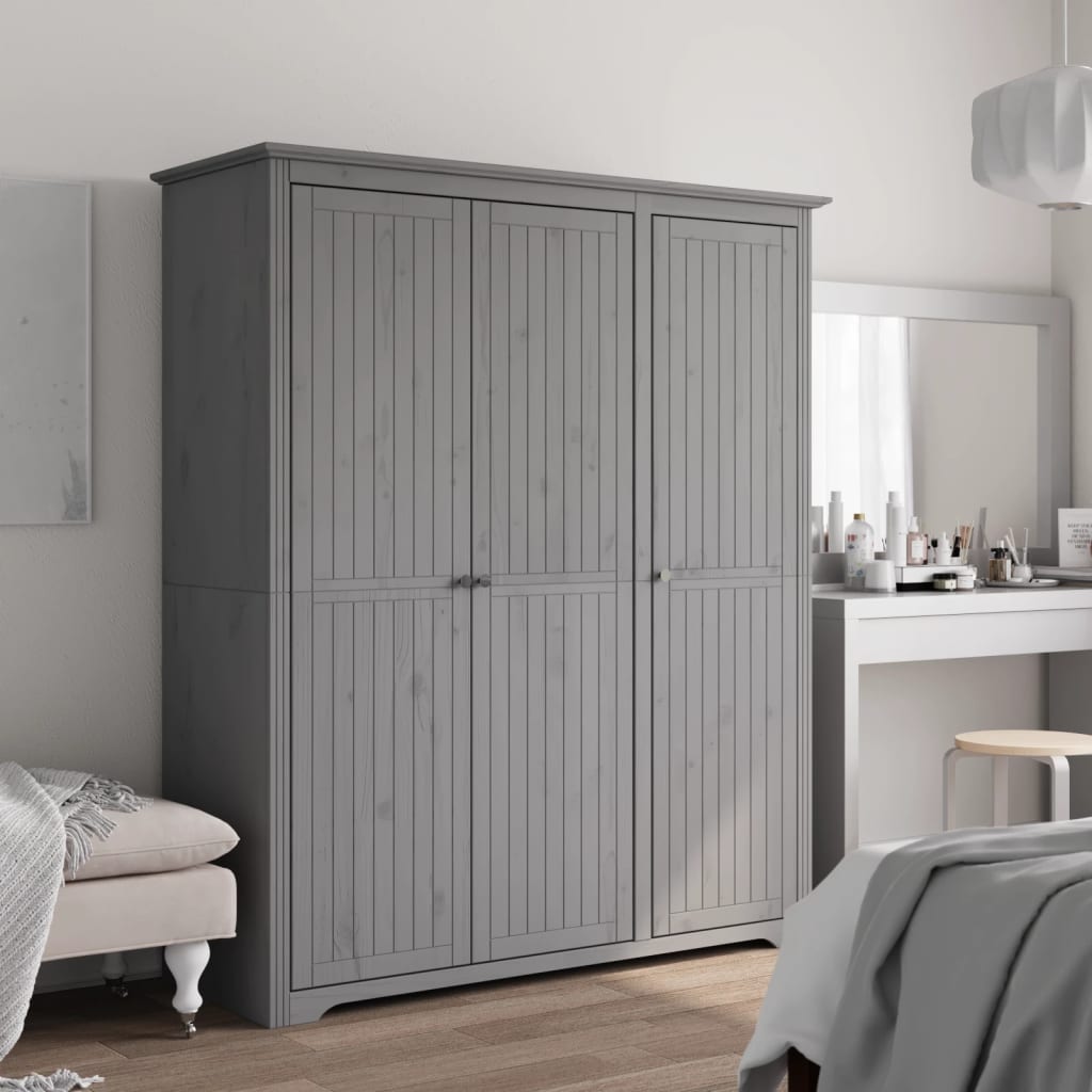 Kledingkast Bodo 146X53,5X173 Cm Massief Grenenhout Grijs