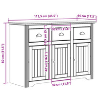 Dressoir Bodo 115,5X44X80 Cm Massief Grenenhout Wit En