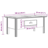 Salontafel Bodo 100X55X46 Cm Massief Grenenhout