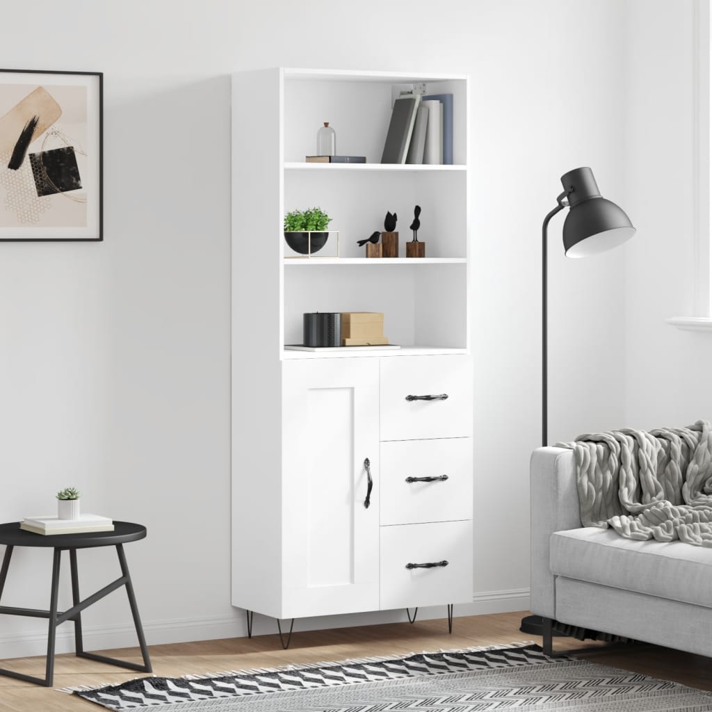 Hoge Kast 69,5X34X180 Cm Bewerkt Hout Eikenkleurig