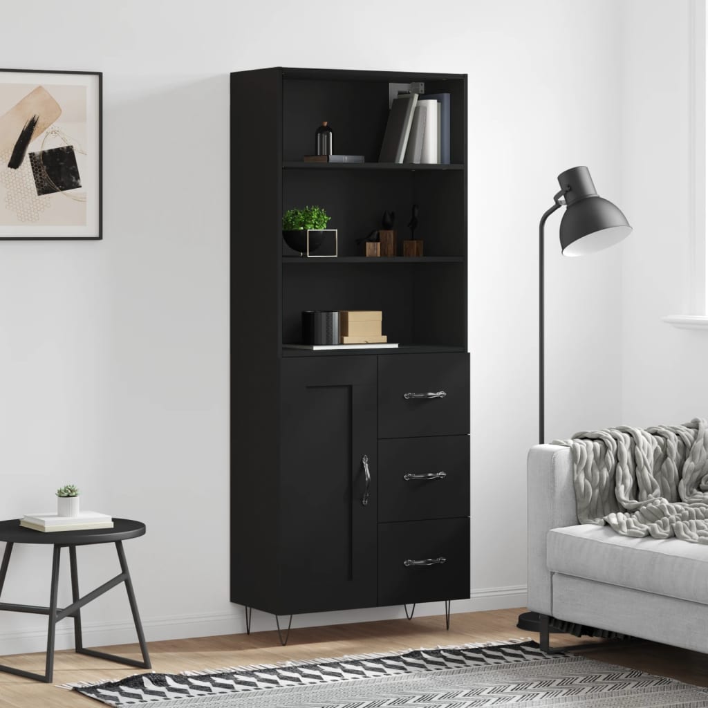 Hoge Kast 69,5X34X180 Cm Bewerkt Hout Eikenkleurig