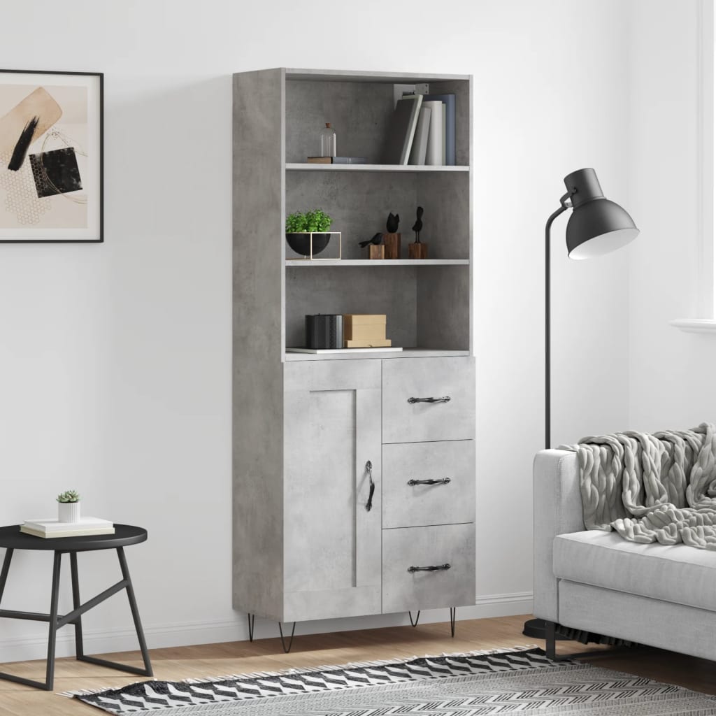Hoge Kast 69,5X34X180 Cm Bewerkt Hout Eikenkleurig