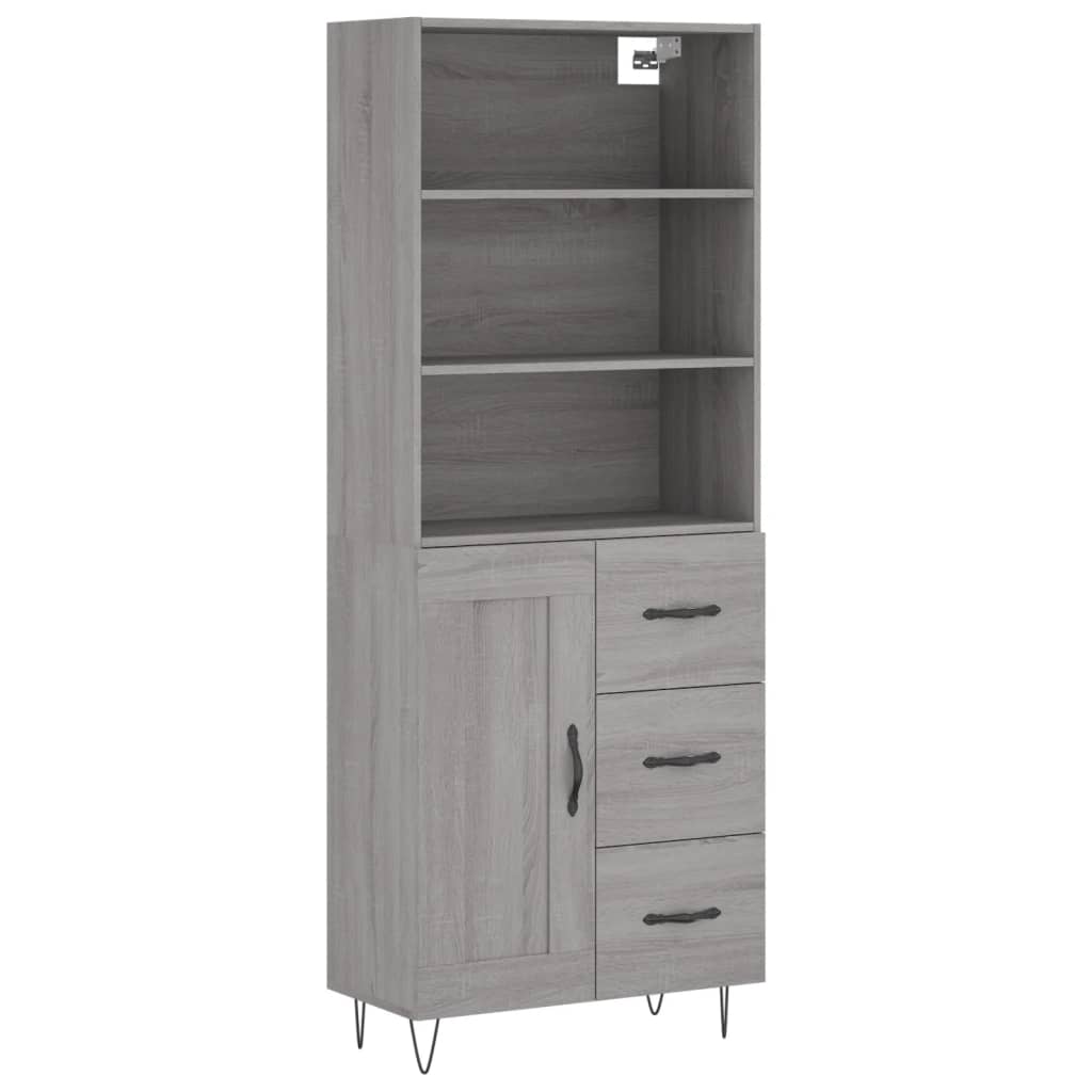 Hoge Kast 69,5X34X180 Cm Bewerkt Hout Eikenkleurig