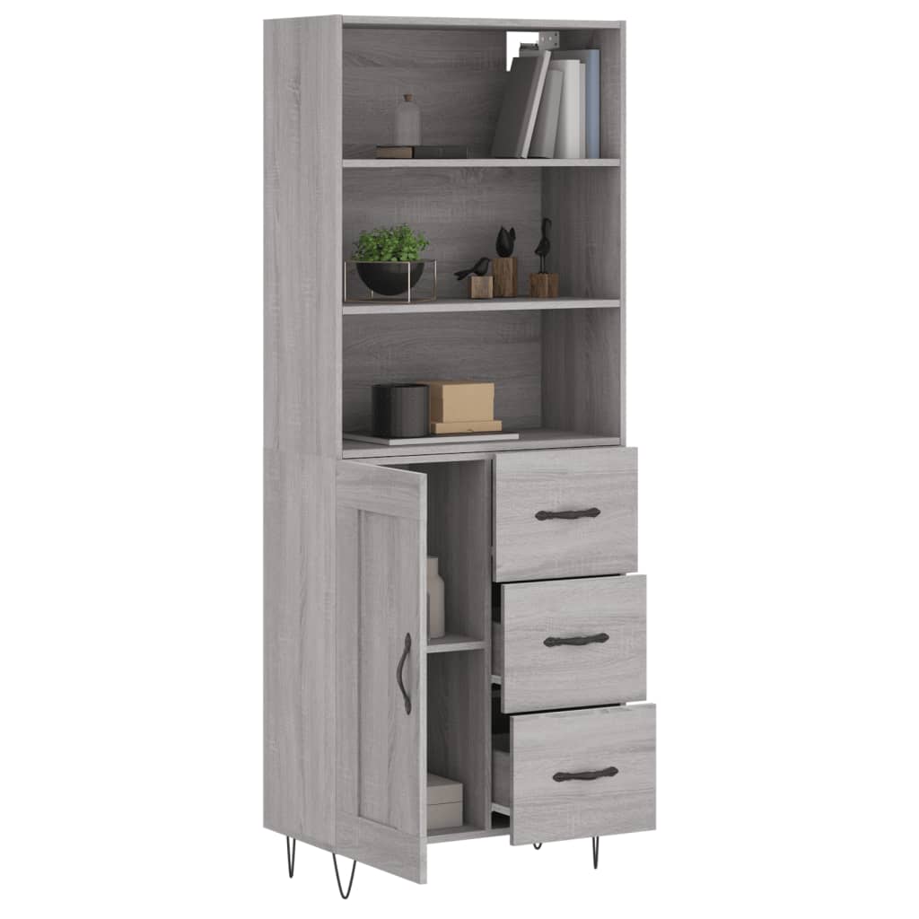 Hoge Kast 69,5X34X180 Cm Bewerkt Hout Eikenkleurig