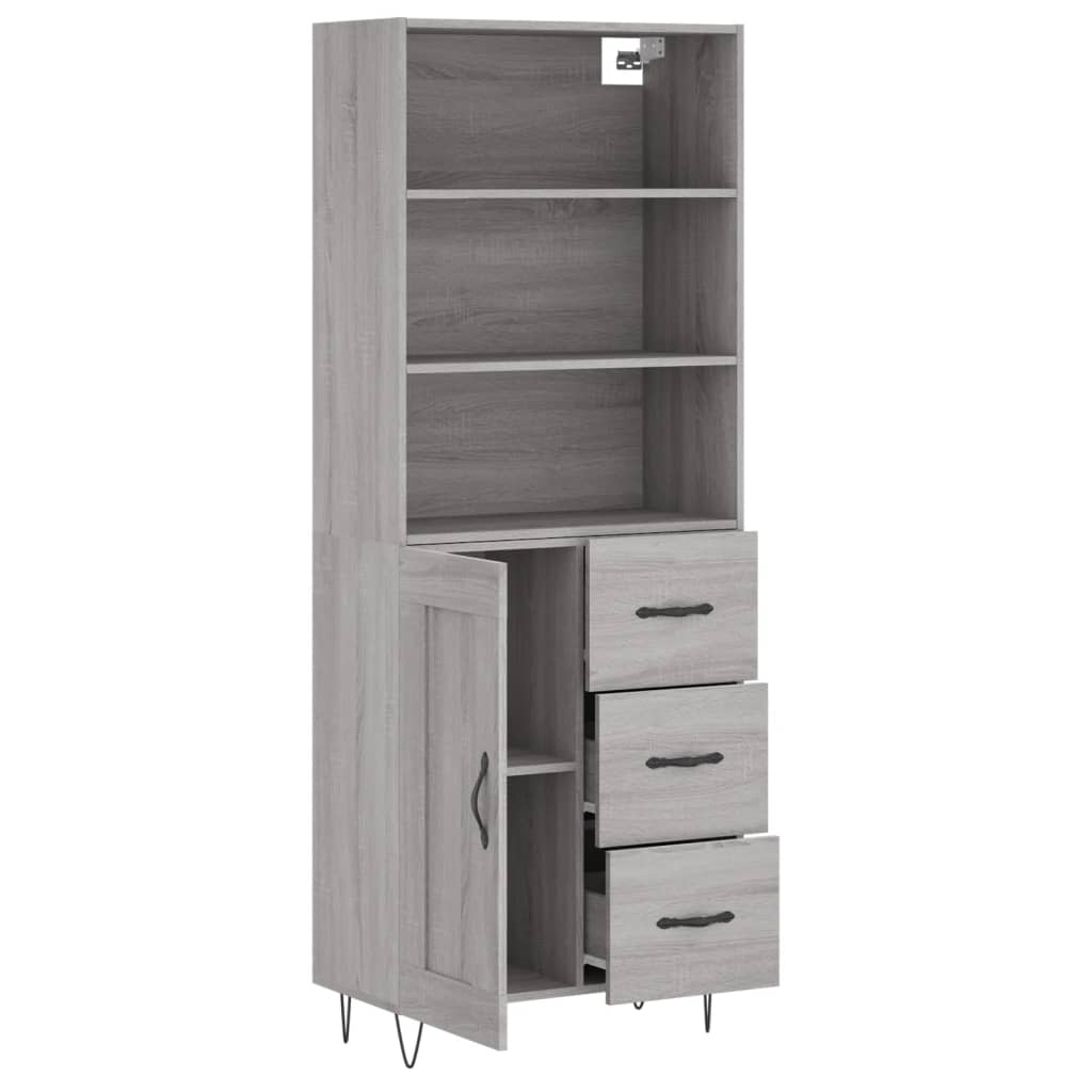 Hoge Kast 69,5X34X180 Cm Bewerkt Hout Eikenkleurig