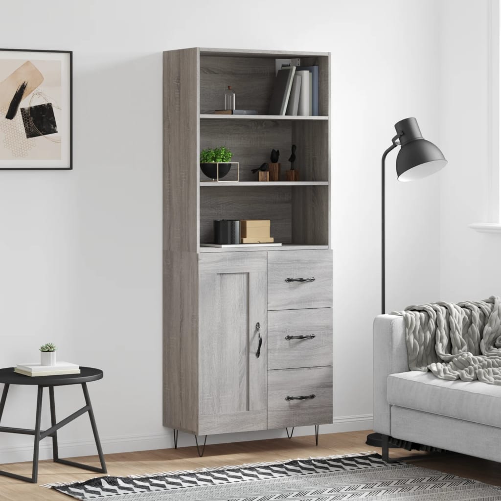 Hoge Kast 69,5X34X180 Cm Bewerkt Hout Eikenkleurig