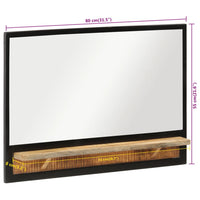 Spiegel Met Schap 80X8X55 Cm Glas En Massief Mangohout
