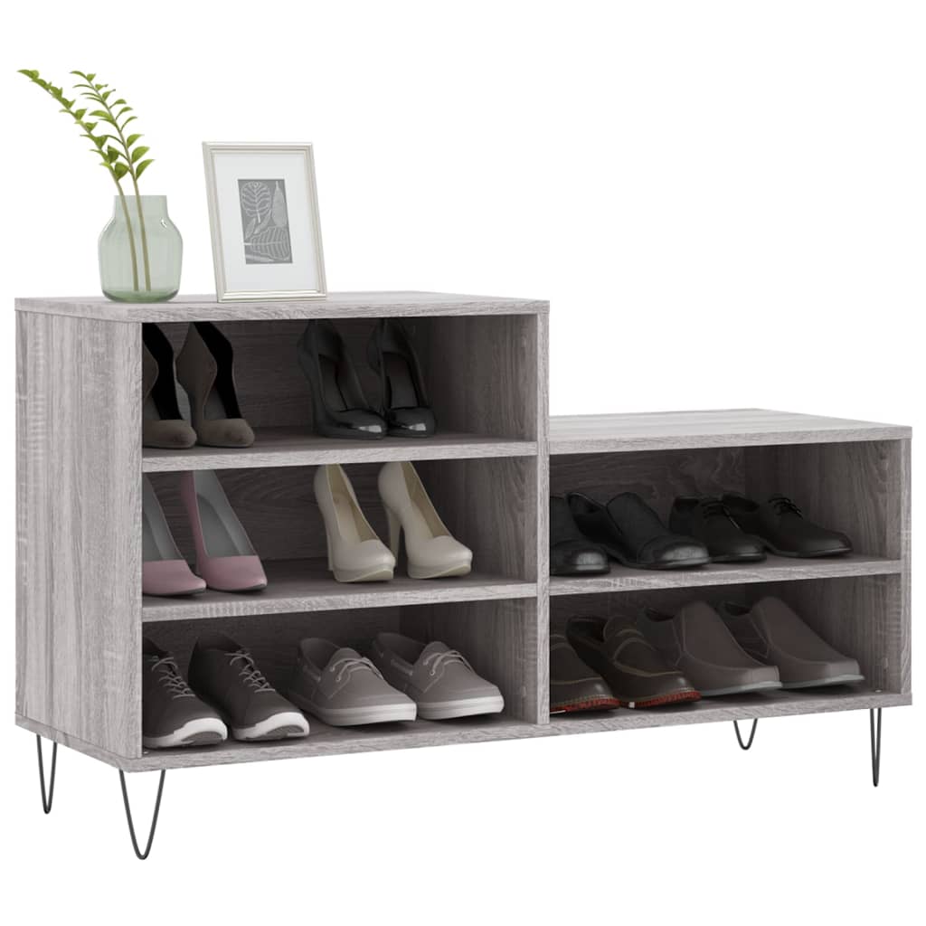 Schoenenkast 102X36X60 Cm Bewerkt Hout Sonoma Grijs Grijs Sonoma