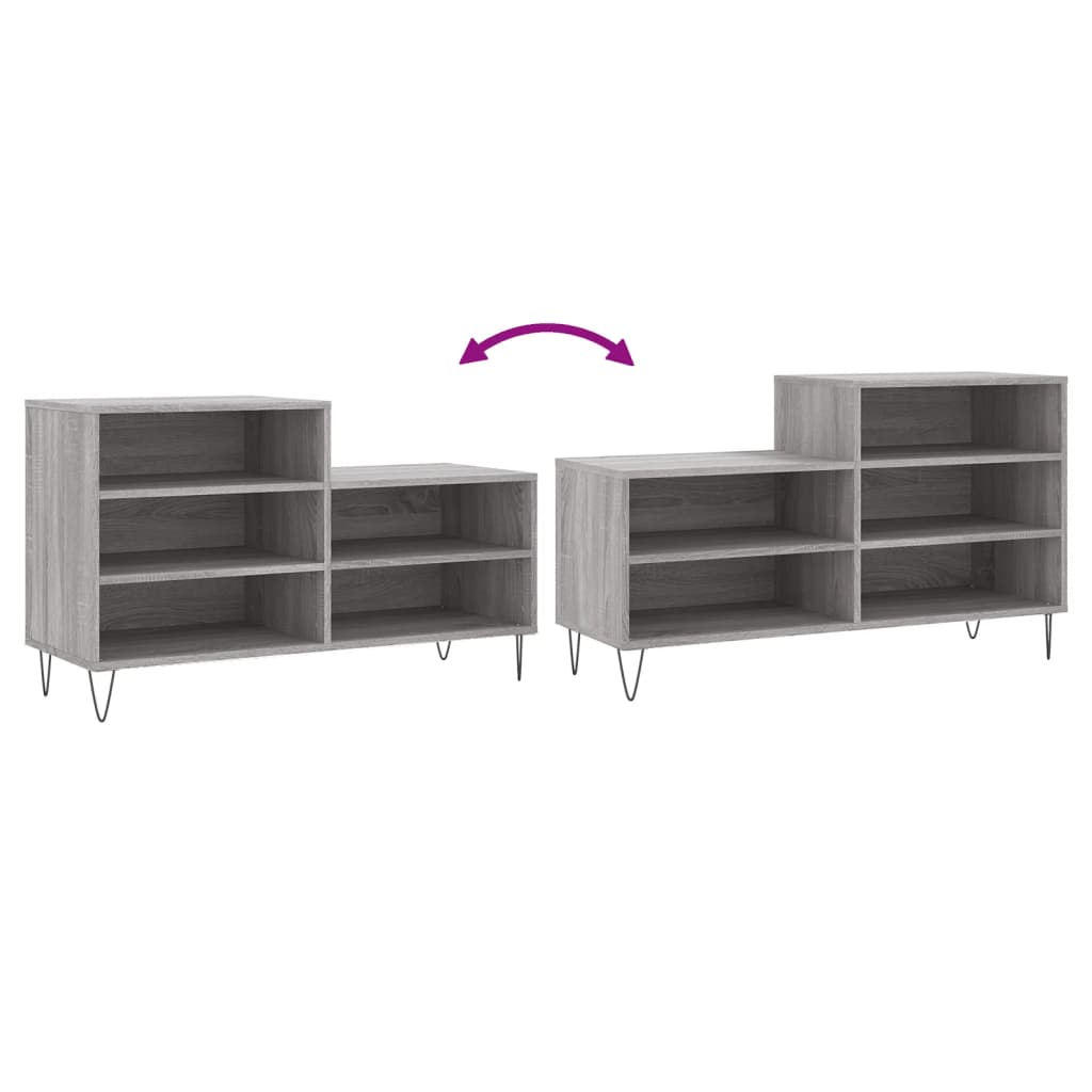 Schoenenkast 102X36X60 Cm Bewerkt Hout Sonoma Grijs Grijs Sonoma