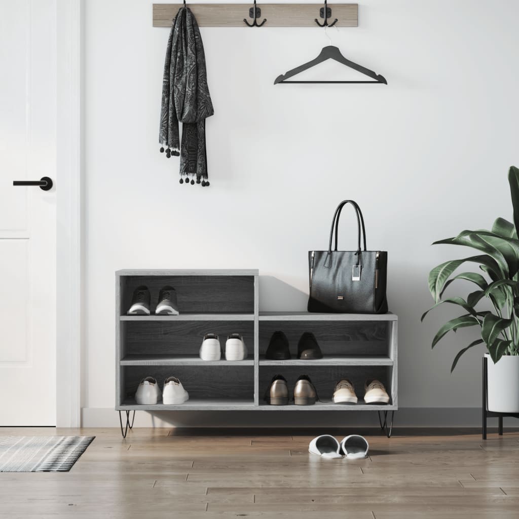 Schoenenkast 102X36X60 Cm Bewerkt Hout Sonoma Grijs Grijs Sonoma