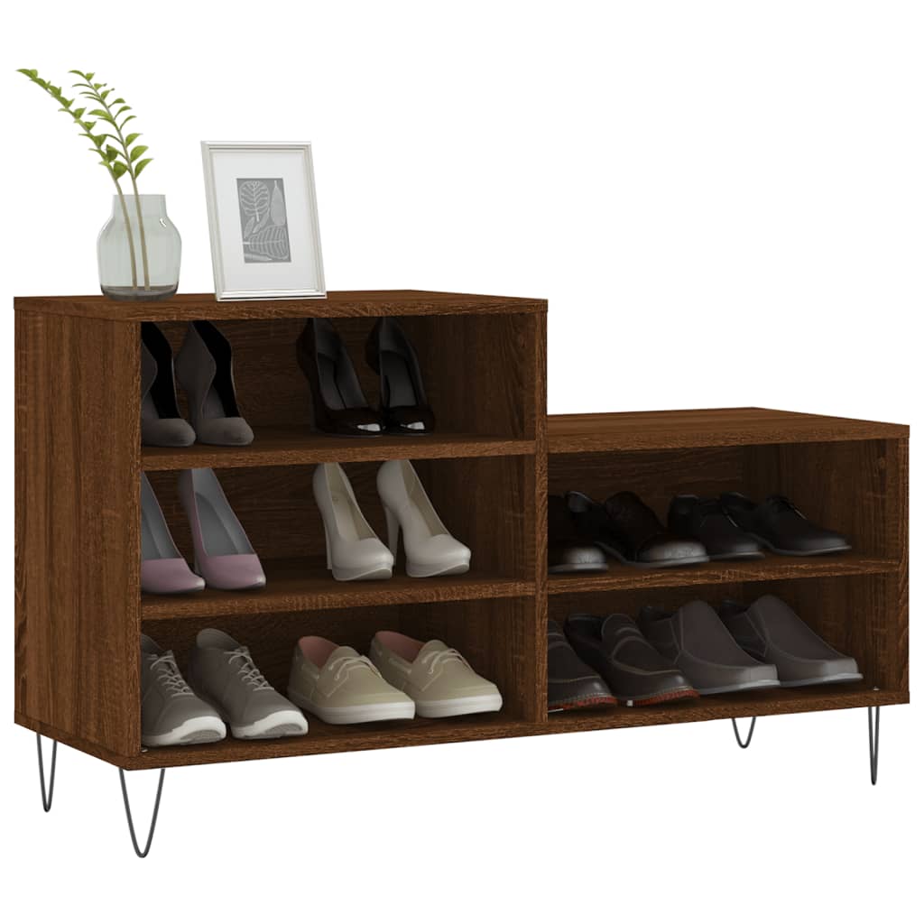 Schoenenkast 102X36X60 Cm Bewerkt Hout Bruin Eikenkleur