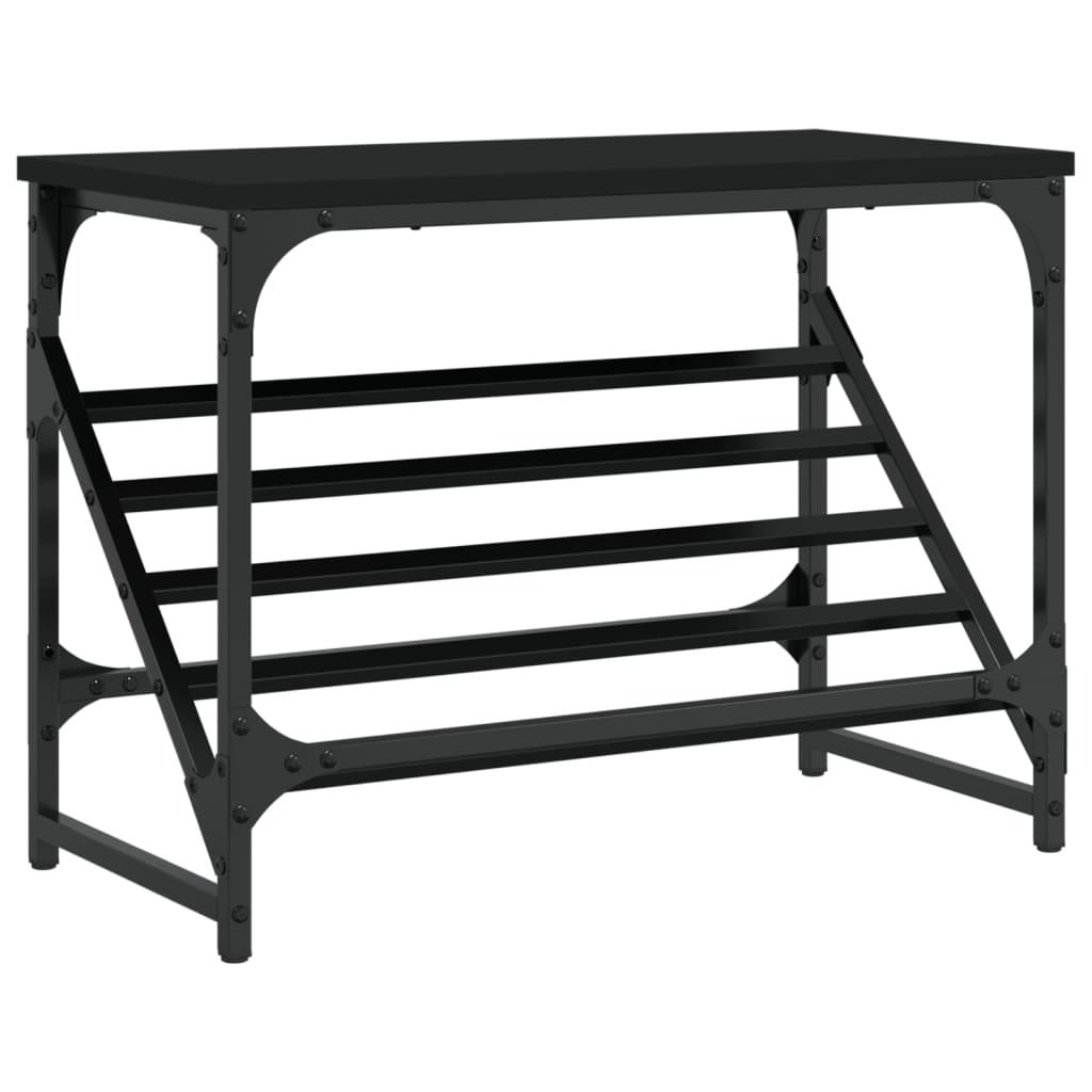 Schoenenrek 60X30X Bewerkt Hout Zwart