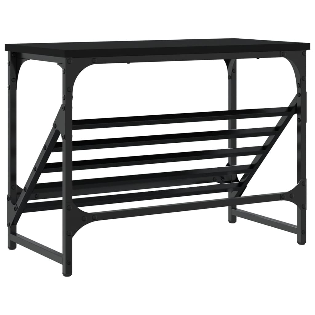 Schoenenrek 60X30X Bewerkt Hout Zwart