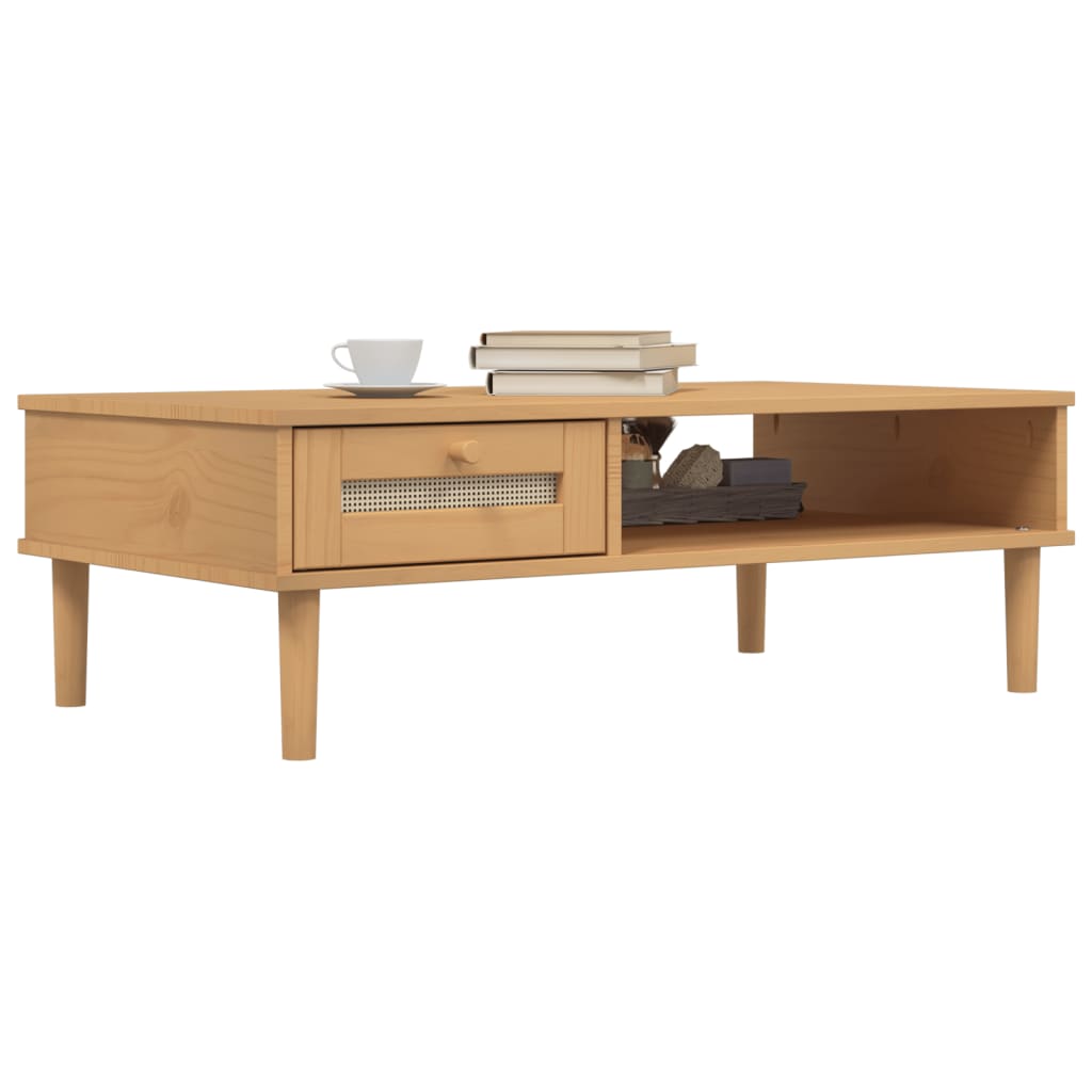 Salontafel Senja 100X55X33 Cm Rattan-Look Massief Hout