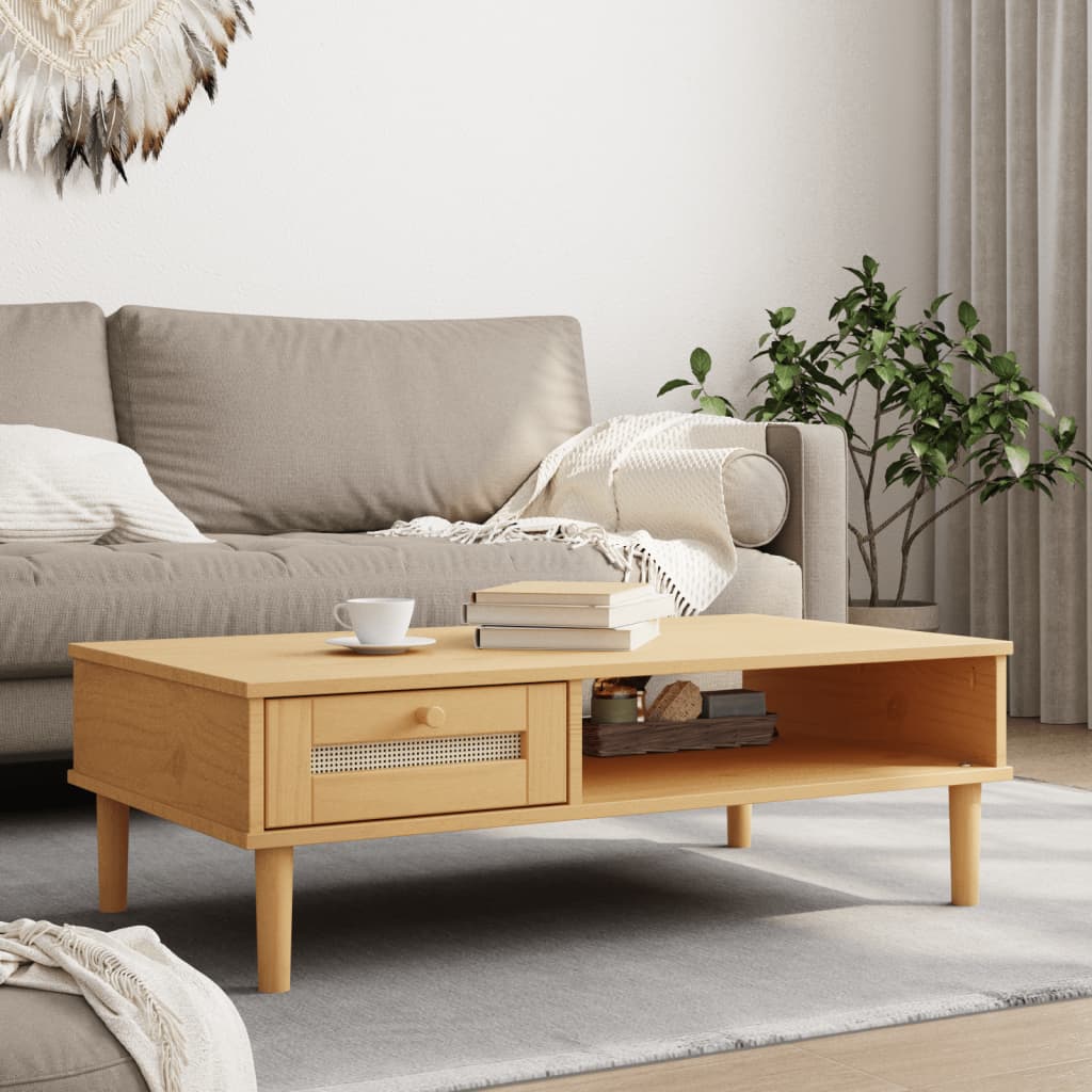 Salontafel Senja 100X55X33 Cm Rattan-Look Massief Hout