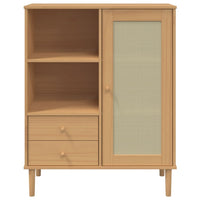 Hoge Kast Senja Rattan-Look 90X40X112 Cm Grenenhout