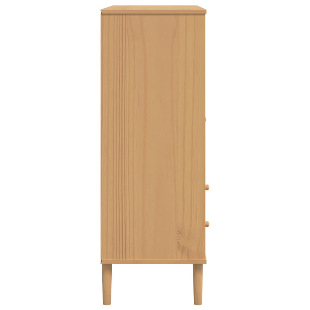 Hoge Kast Senja Rattan-Look 90X40X112 Cm Grenenhout