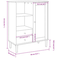 Hoge Kast Senja Rattan-Look 90X40X112 Cm Grenenhout