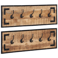 Kapstokken 2 St 80X8X25 Cm Massief Ruw Mangohout