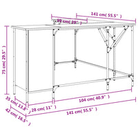 Bureau 141X141X75 Cm Bewerkt Hout