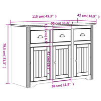 Hoge Kast Bodo 115,5X43X200,5 Cm Massief Grenenhout