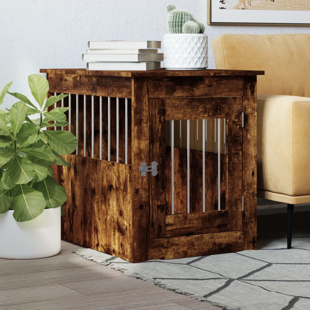 Hondenbench 64,5X80X71 Cm Bewerkt Hout Artisanaal Eikenkleur