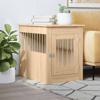 Hondenbench 64,5X80X71 Cm Bewerkt Hout Artisanaal Eikenkleur