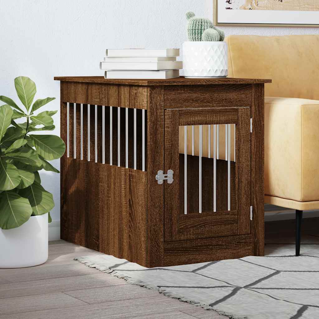 Hondenbench 64,5X80X71 Cm Bewerkt Hout Artisanaal Eikenkleur