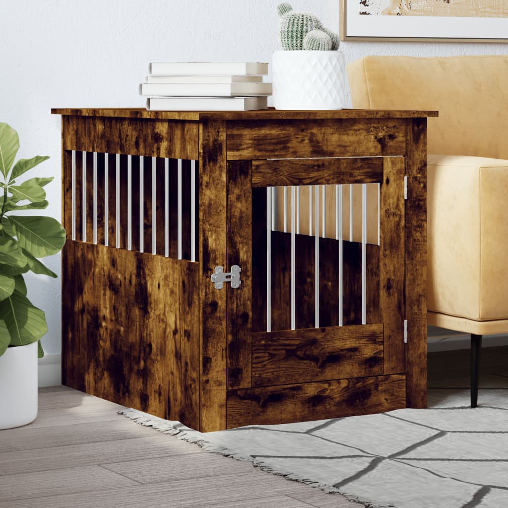 Hondenbench 64,5X80X71 Cm Bewerkt Hout Artisanaal Eikenkleur