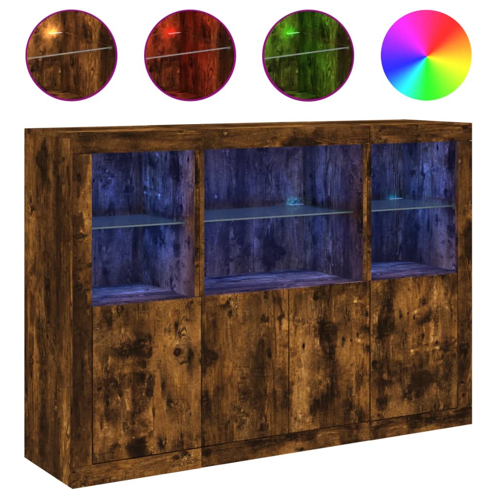 Dressoirs Met Led-Verlichting Bewerkt Hout