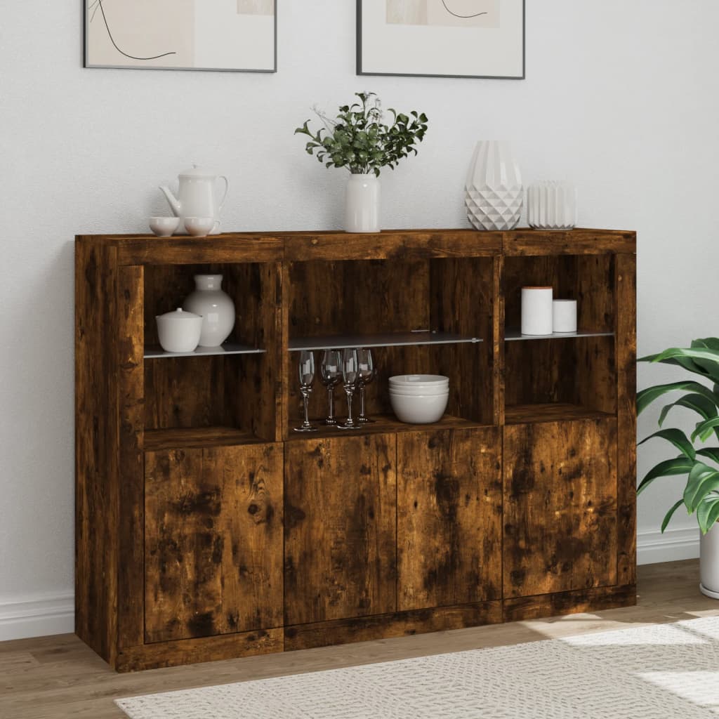 Dressoirs Met Led-Verlichting Bewerkt Hout