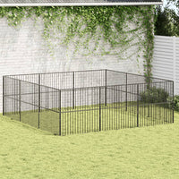 Hondenkennel 4 Panelen Gepoedercoat Staal Zwart