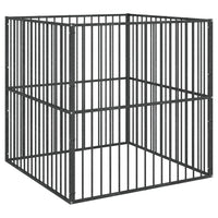 Hondenkennel 4 Panelen Gepoedercoat Staal Zwart