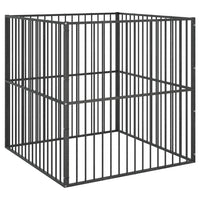 Hondenkennel 4 Panelen Gepoedercoat Staal Zwart