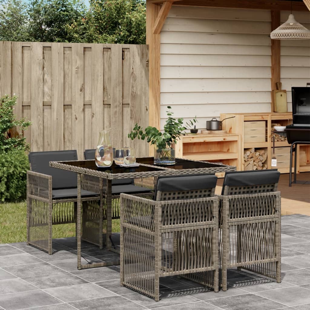 5-Delige Tuinset Met Kussens Poly Rattan