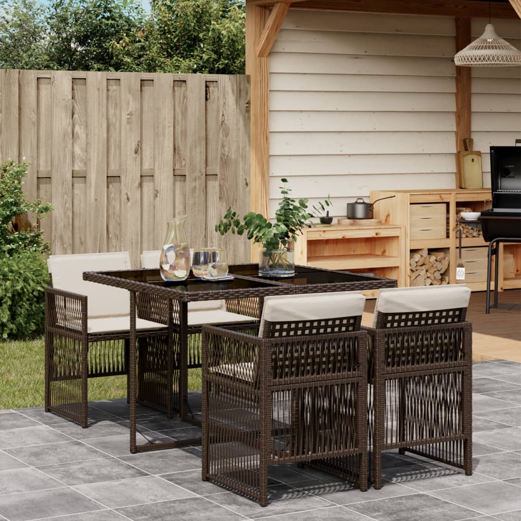 5-Delige Tuinset Met Kussens Poly Rattan