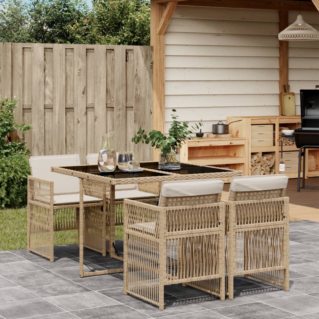 5-Delige Tuinset Met Kussens Poly Rattan