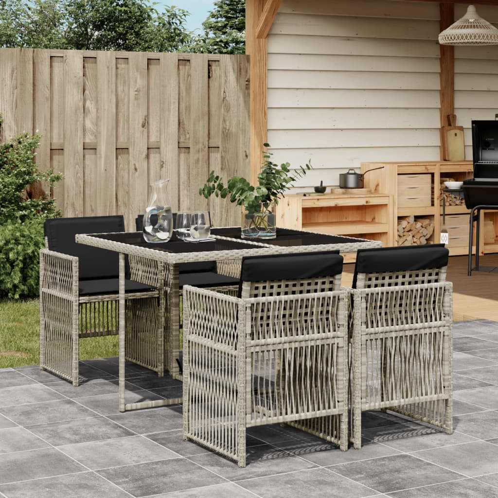 5-Delige Tuinset Met Kussens Poly Rattan