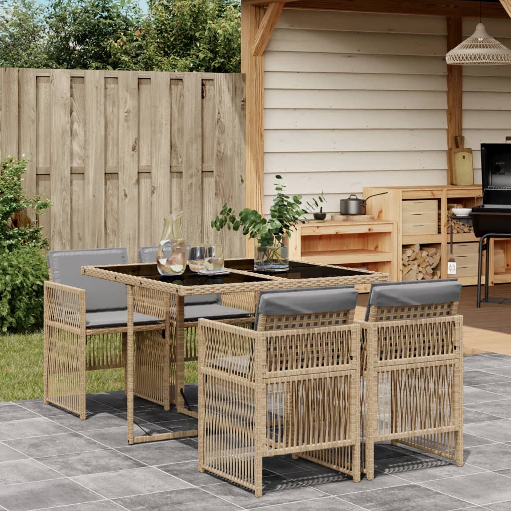 5-Delige Tuinset Met Kussens Poly Rattan