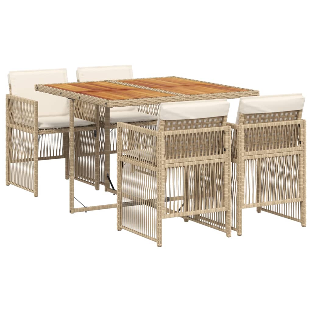 5-Delige Tuinset Met Kussens Poly Rattan