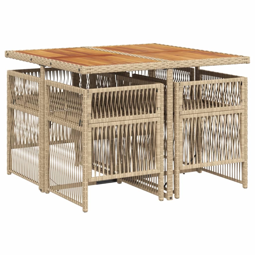 5-Delige Tuinset Met Kussens Poly Rattan