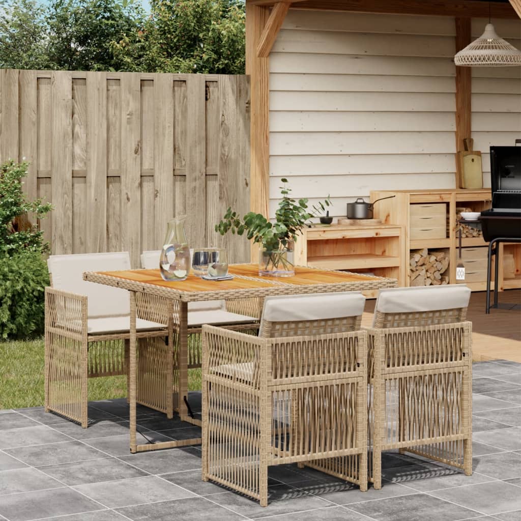 5-Delige Tuinset Met Kussens Poly Rattan
