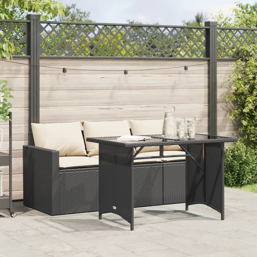 2-Delige Tuinset Met Kussens Poly Rattan