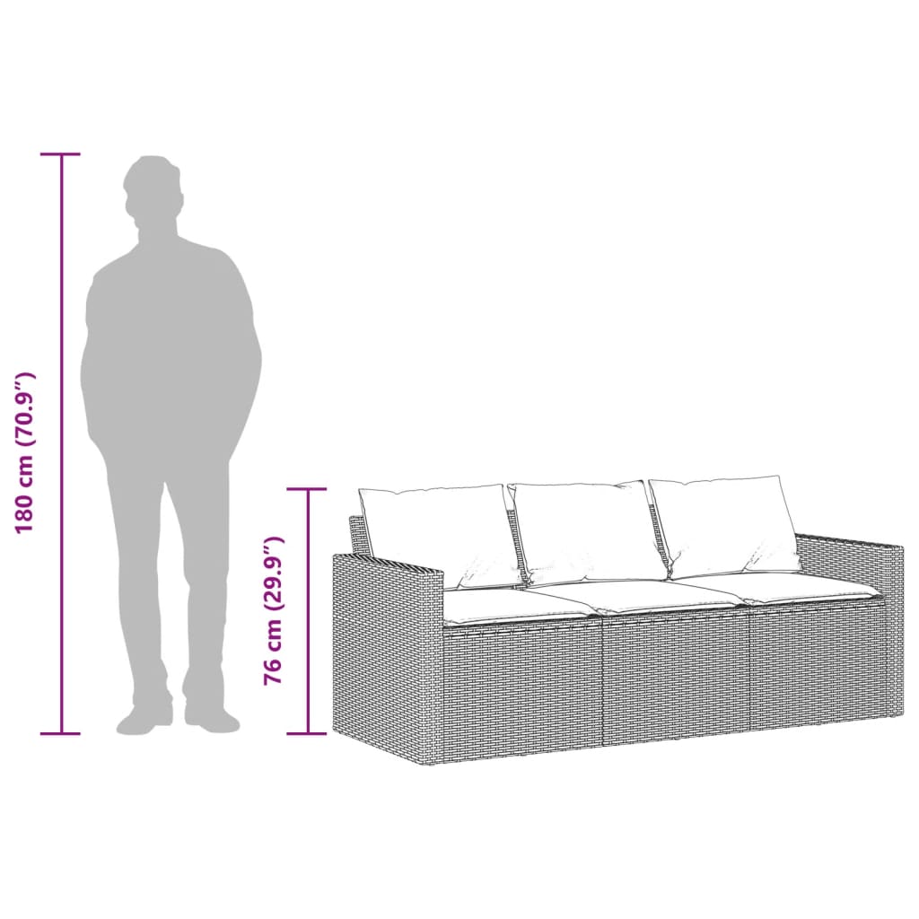 2-Delige Tuinset Met Kussens Poly Rattan